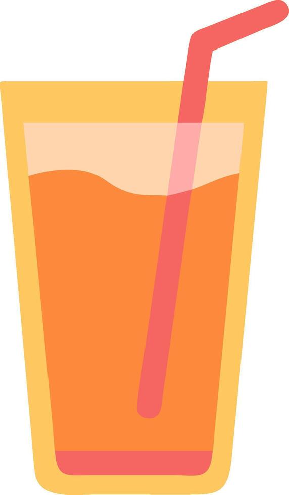 Refreshing orange juice in a glass with straw illustration vector