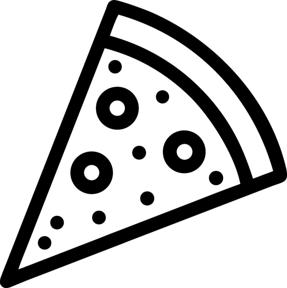 Simple black and white icon illustration of a pizza slice vector