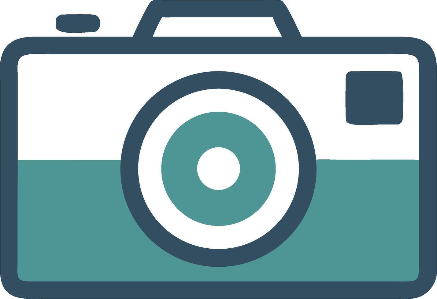 Flat modern camera icon with teal and white color scheme vector