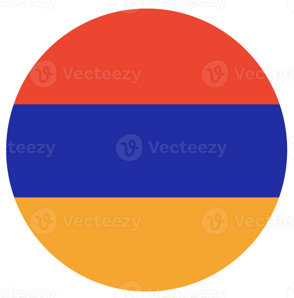 Flag of Armenia in circle. Circle shape, button, design element. png
