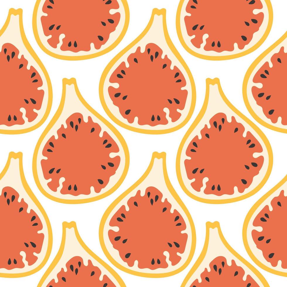 Fig summer pattern on white background. Simple seamless pattern with figs. design for greeting card and invitation of seasonal summer holiday vector