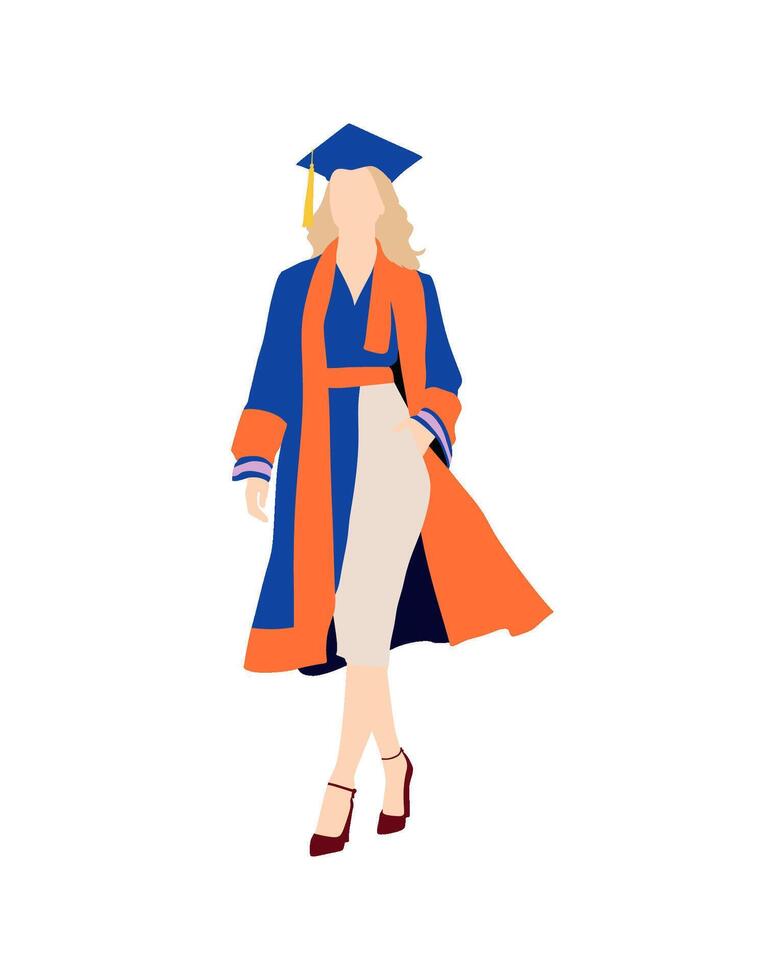 Elegant fashion style of a graduate in academic attire vector