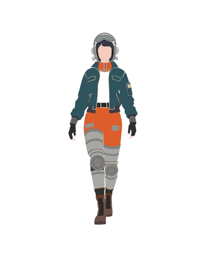 Stylish female pilot in future flight gear vector