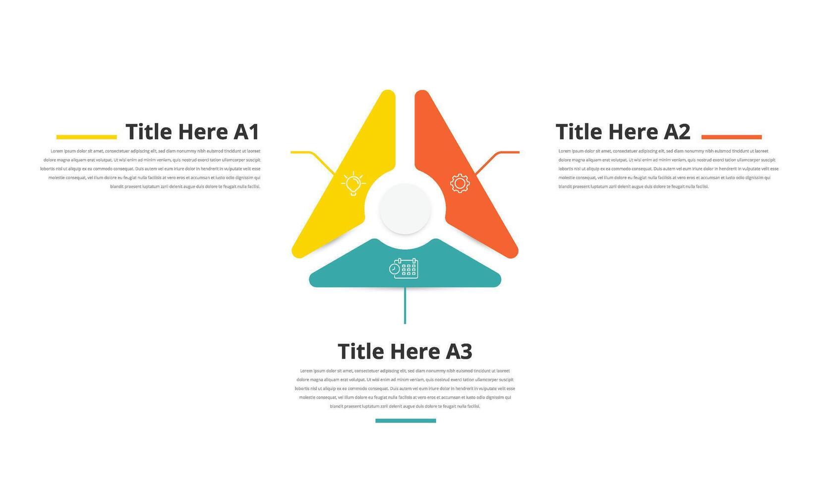 Annual Business Growth Roadmap with 3 option. Infographic with triangle puzzle creative colorful color. vector
