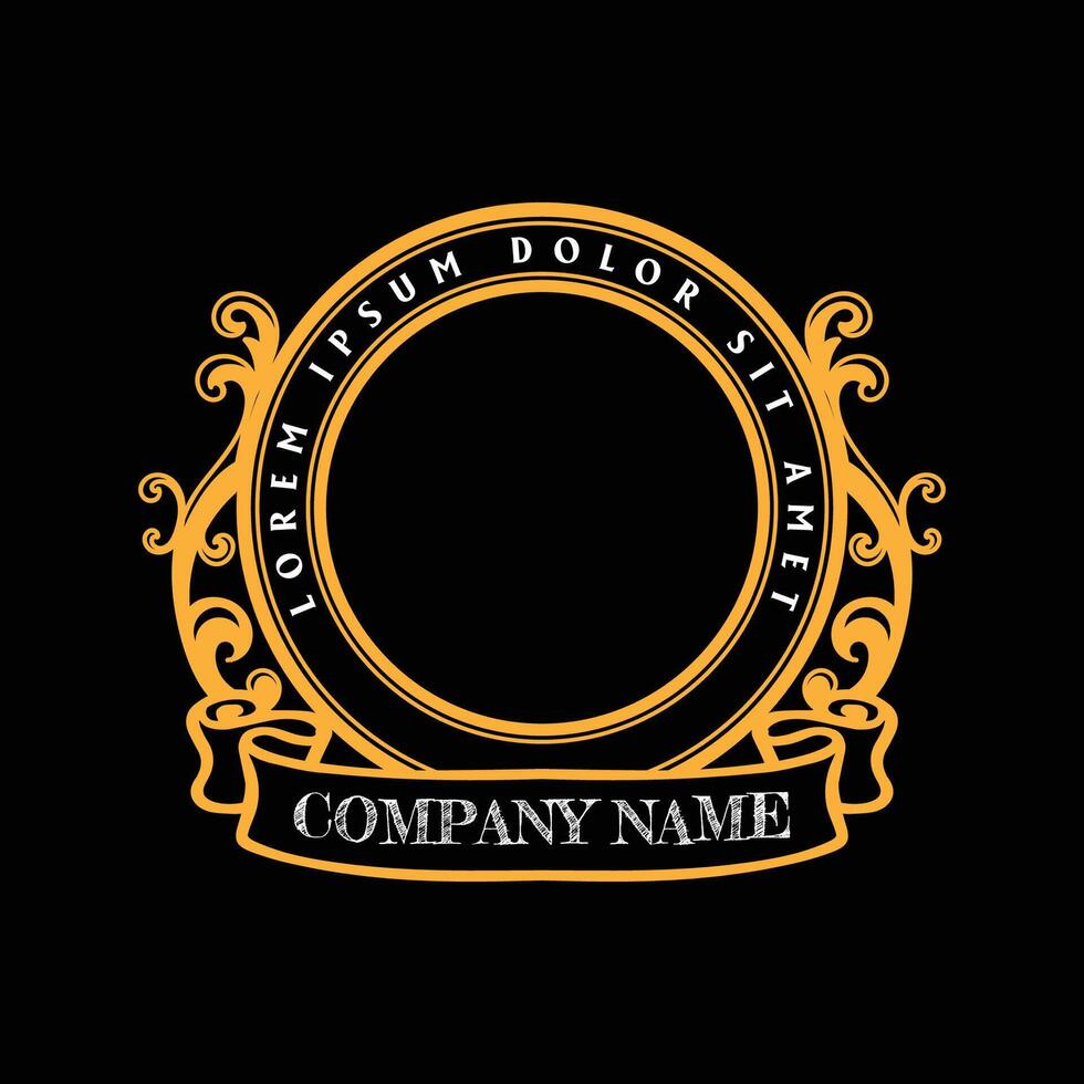 Blank Circle Circular Vintage Retro Golden Royal Frame Border Badge Emblem vector