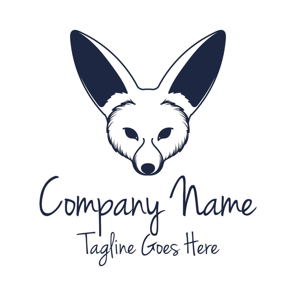 Cute Funny Fennec Fox Head Face Illustration Logo Design vector