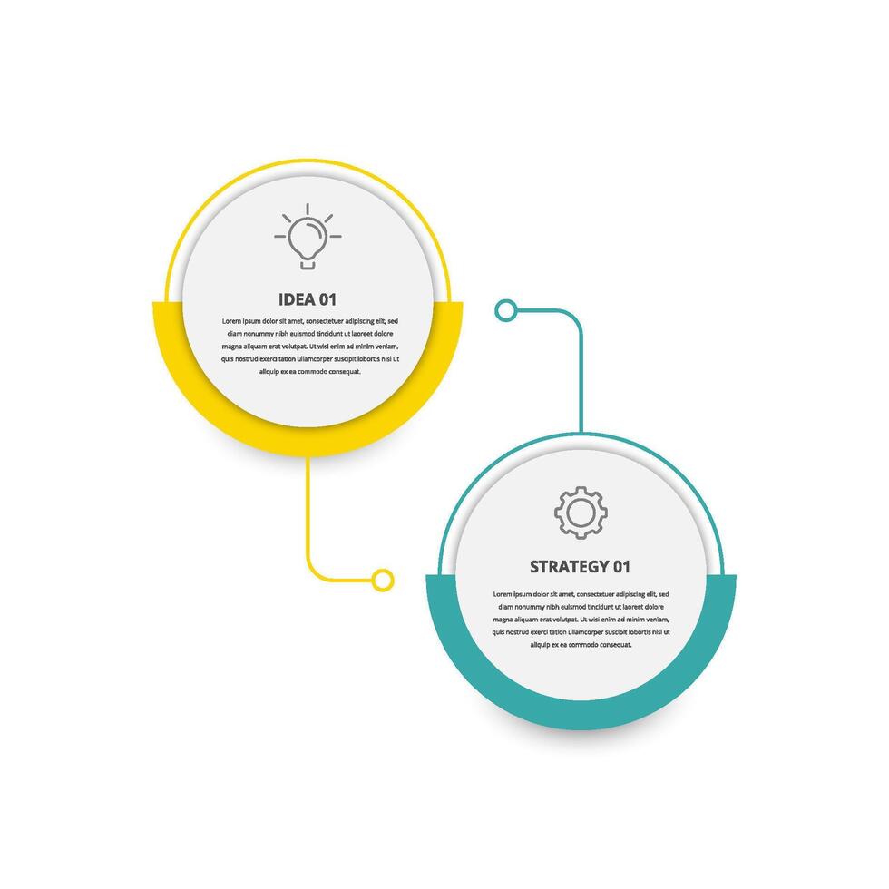 Business infographic design template. 2 step option process diagram. flow chart circle synchronization vector