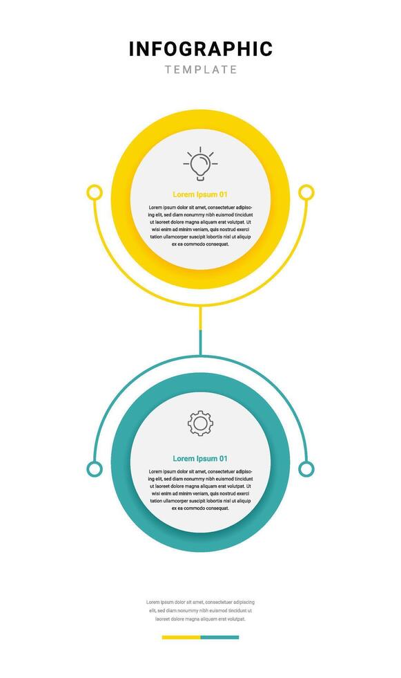 Business education infographic portrait view with 2 shape connected line. Two Round color is yellow and green. vector