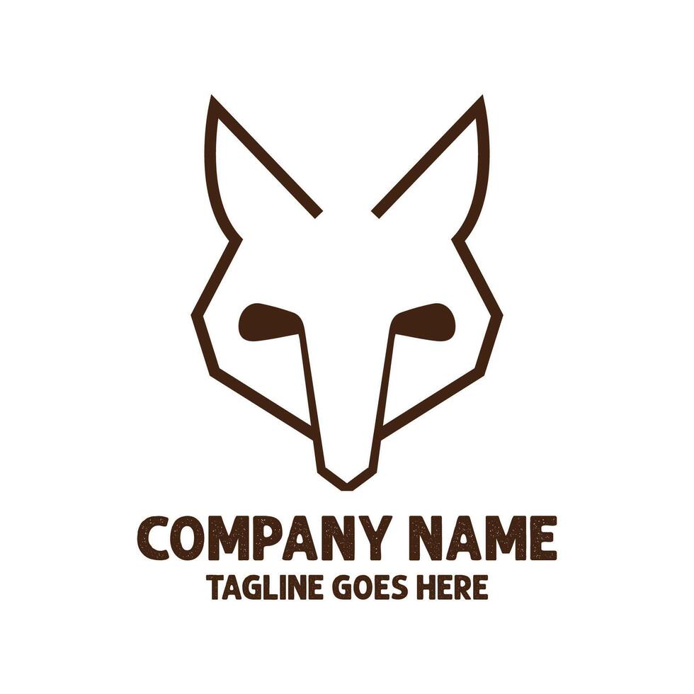 Simple Minimalist Wolf Fox Coyote Head Face with Golf Stick Logo Design vector