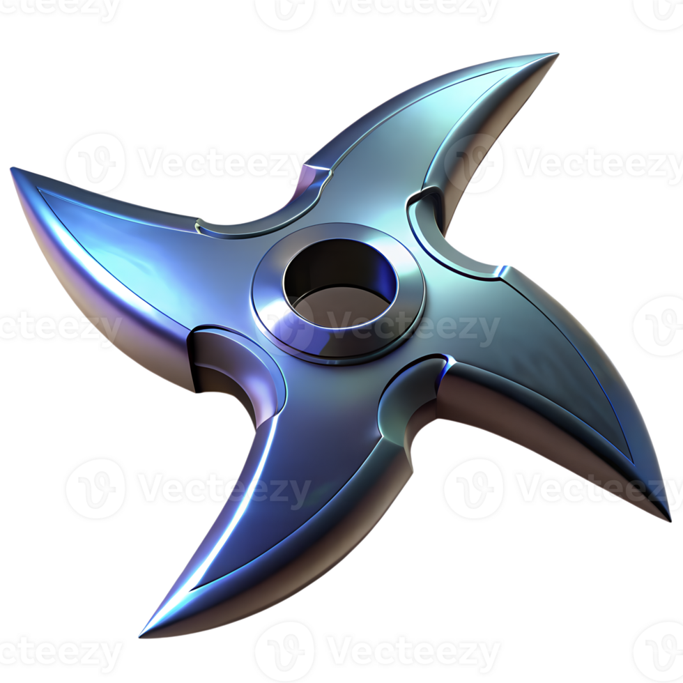 Shiny metallic shuriken weapon of the night 3d isolated on transparent background, ninja star throwing blade, assassin stealth gear png
