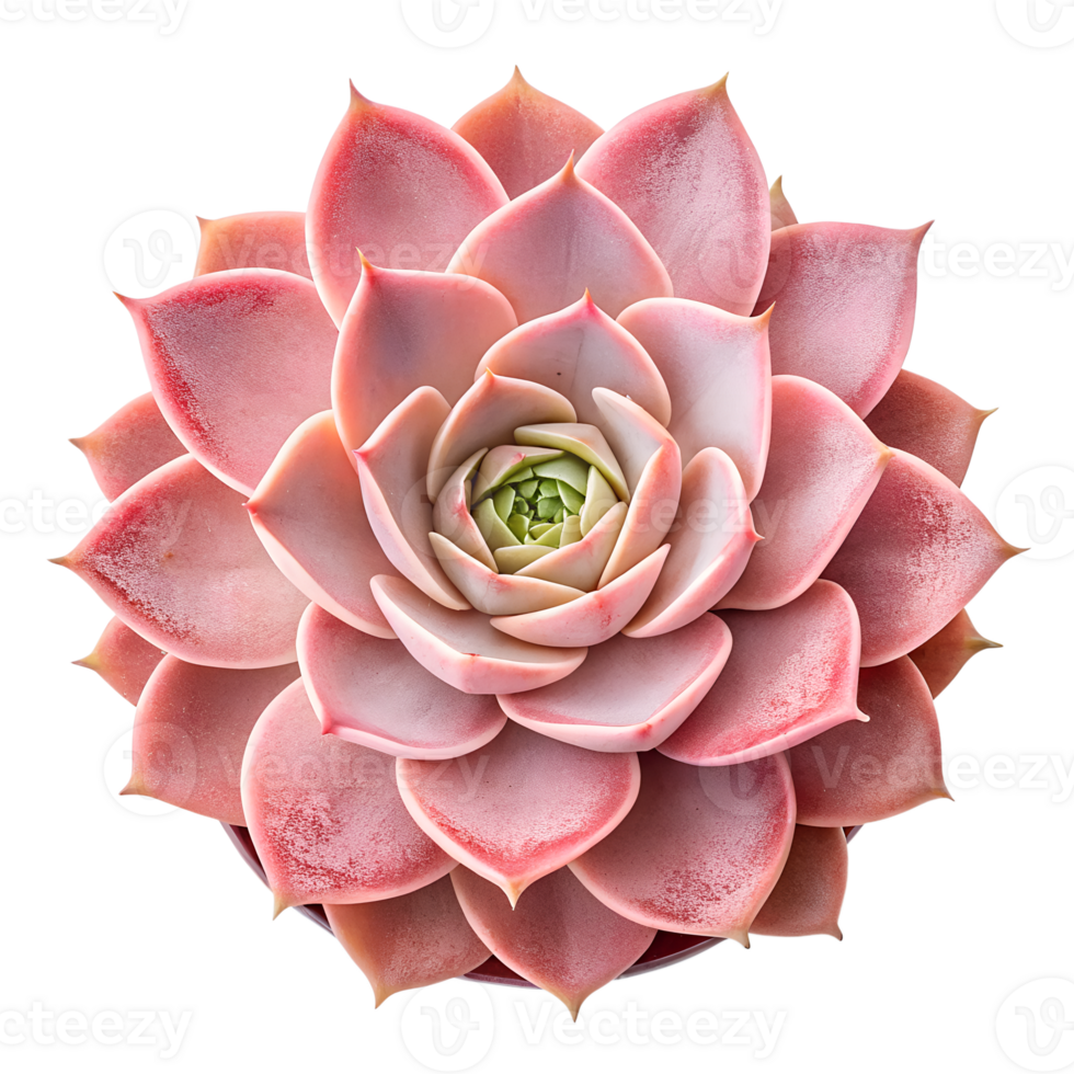 Pink succulent plant isolated on transparent background, soft pastel desert flora, minimalist botanical clipart png