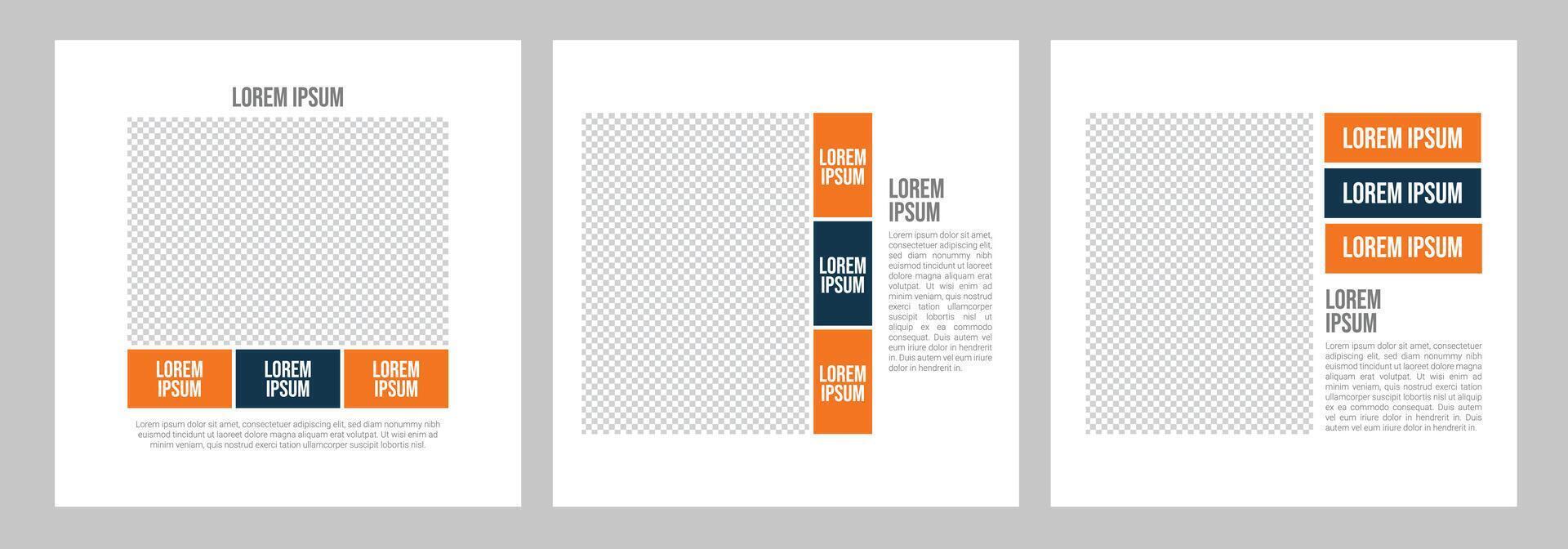 Business social media post banner template. Set of Editable square banner template design. Modern engaging banner with abstract circle elements. Square carousel post template for all social platforms. vector