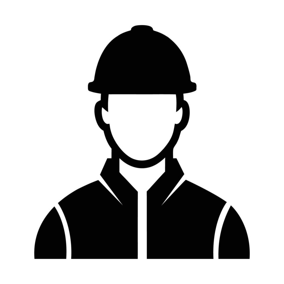 Construction Worker with Safety Helmet Silhouette vector