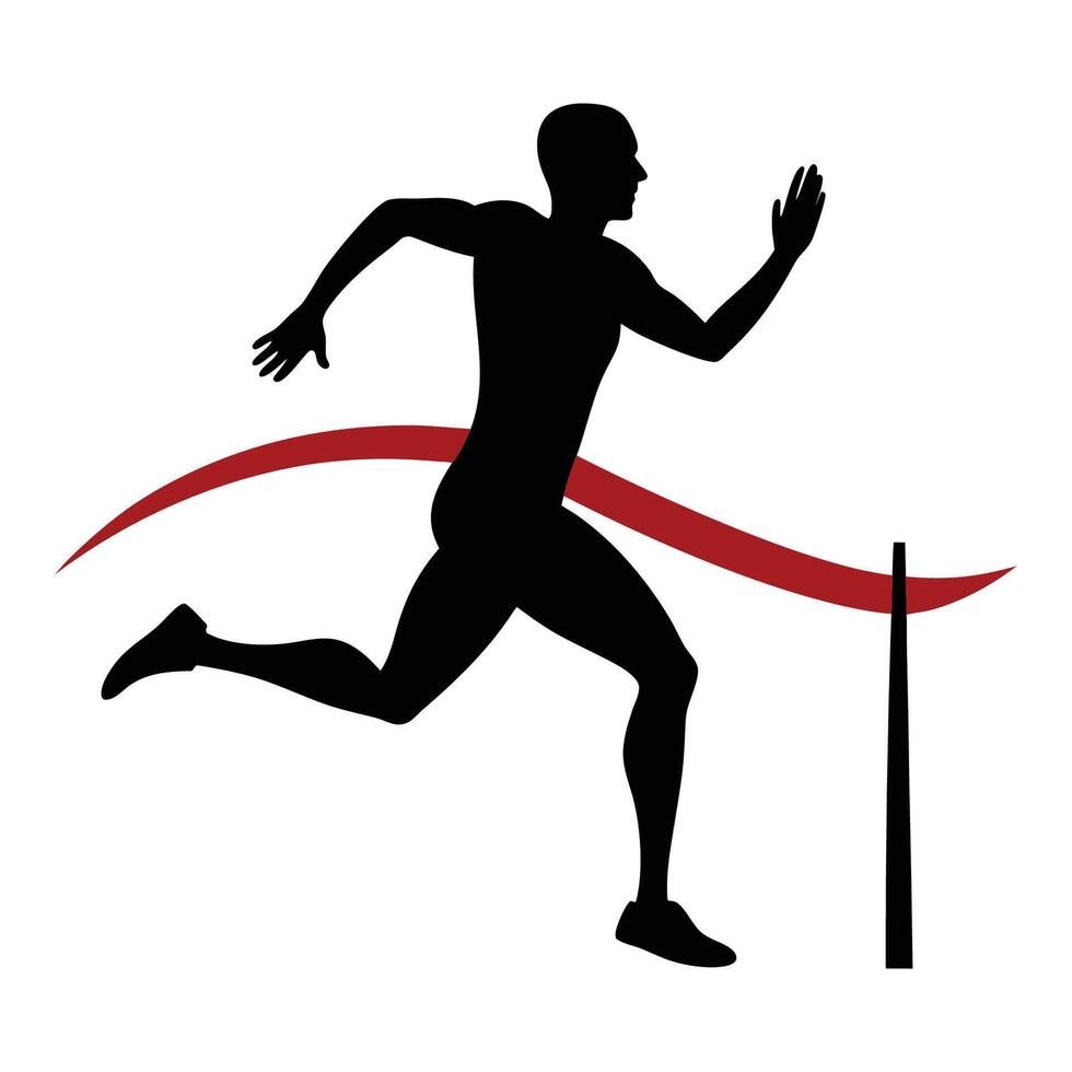 Runner at finish line vector
