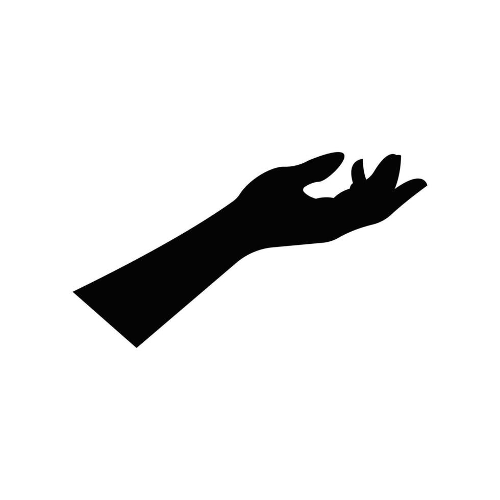Outstretched male hand in silhouette style for gesture concept vector
