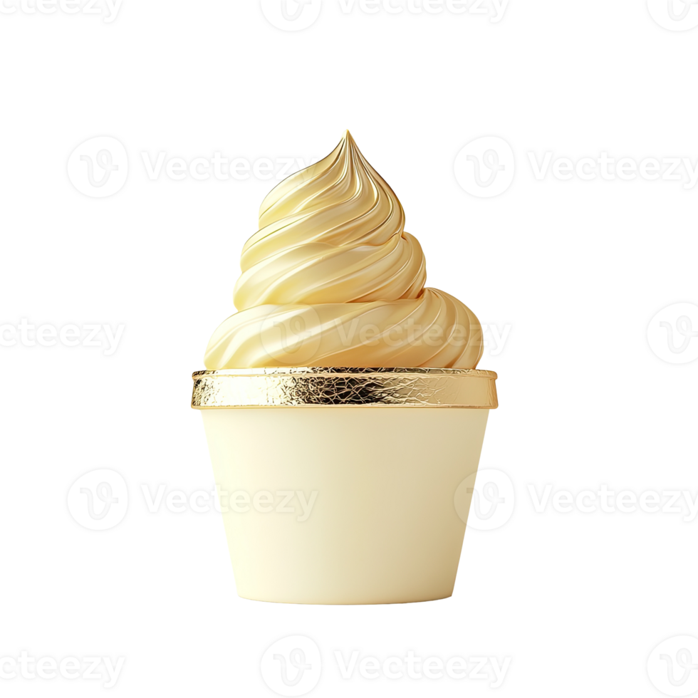 A golden cupcake with cream on top png