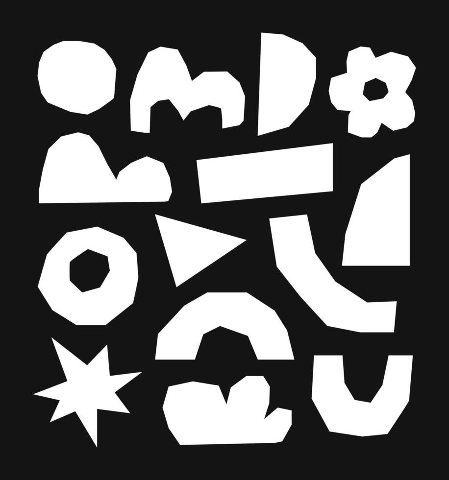 Abstract geometric shape composition with cutout elements vector