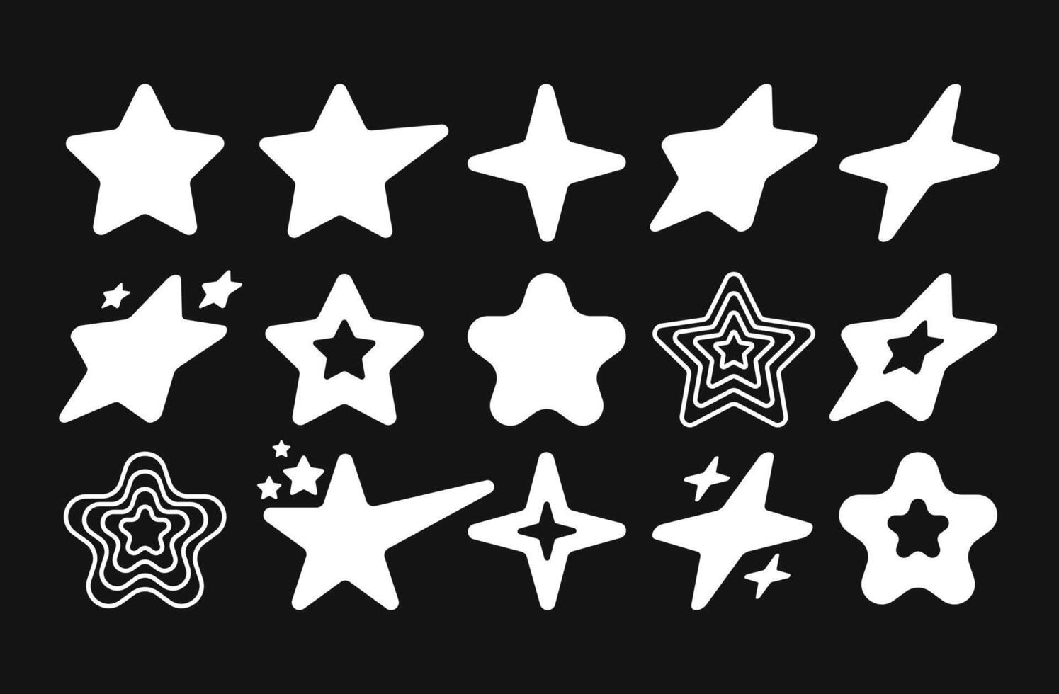 Collection of Retro Y2K Star Silhouettes vector