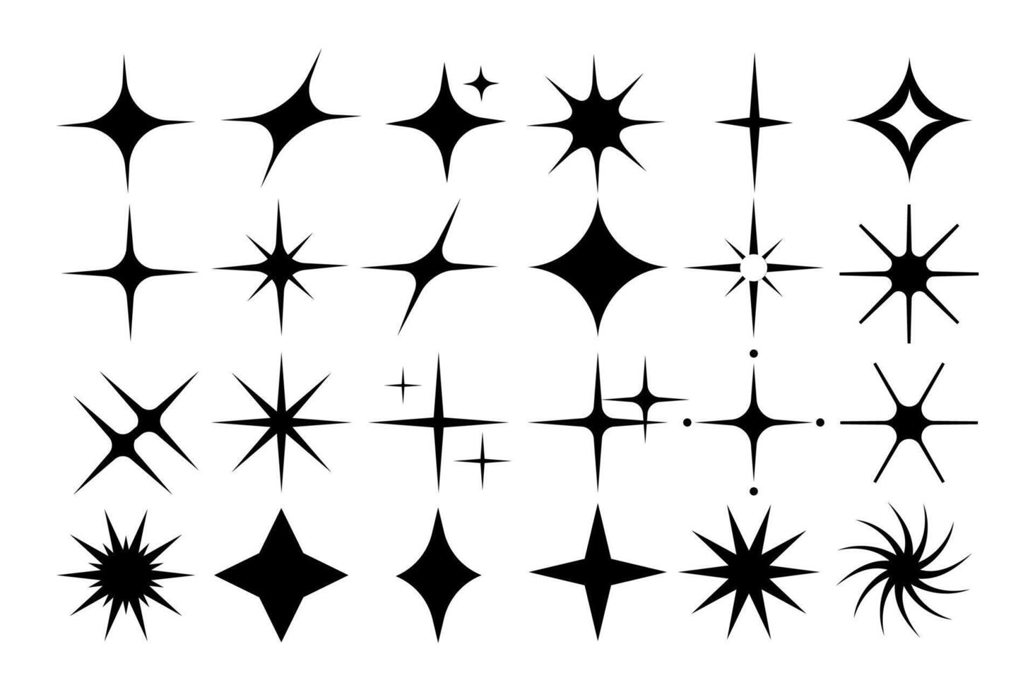 Collection of Star Icons and Silhouettes vector