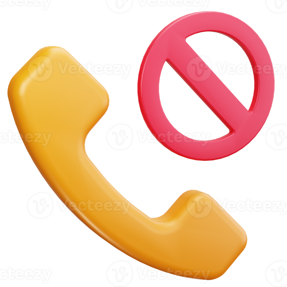 3D Icon Call Action Blocked Alert png
