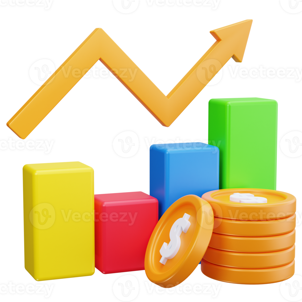 3D Icon Finance Graph Up png