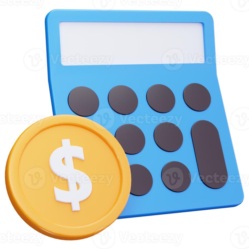 3D Icon Calculator And Coin png