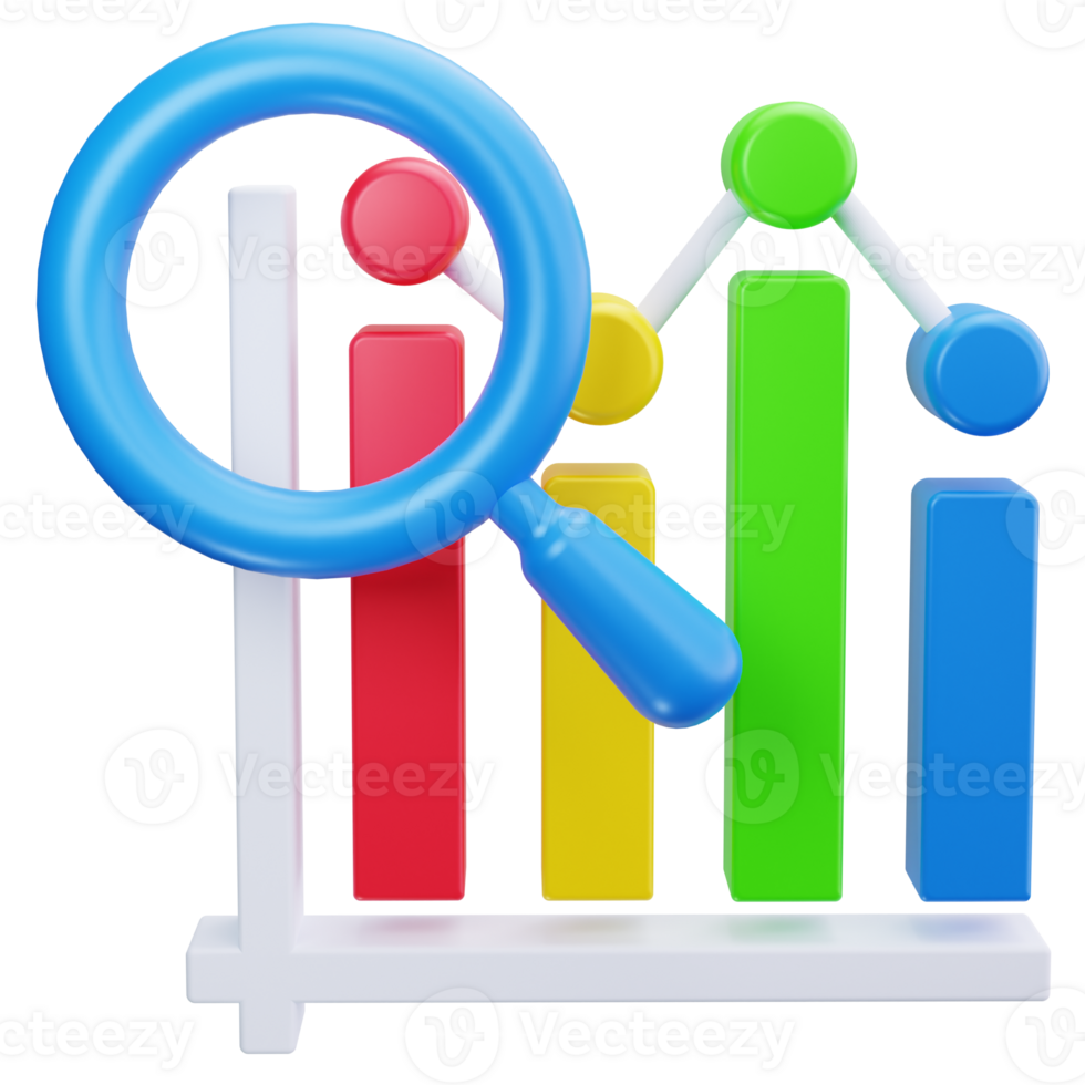 3D Icon Bar Chart Data Review png
