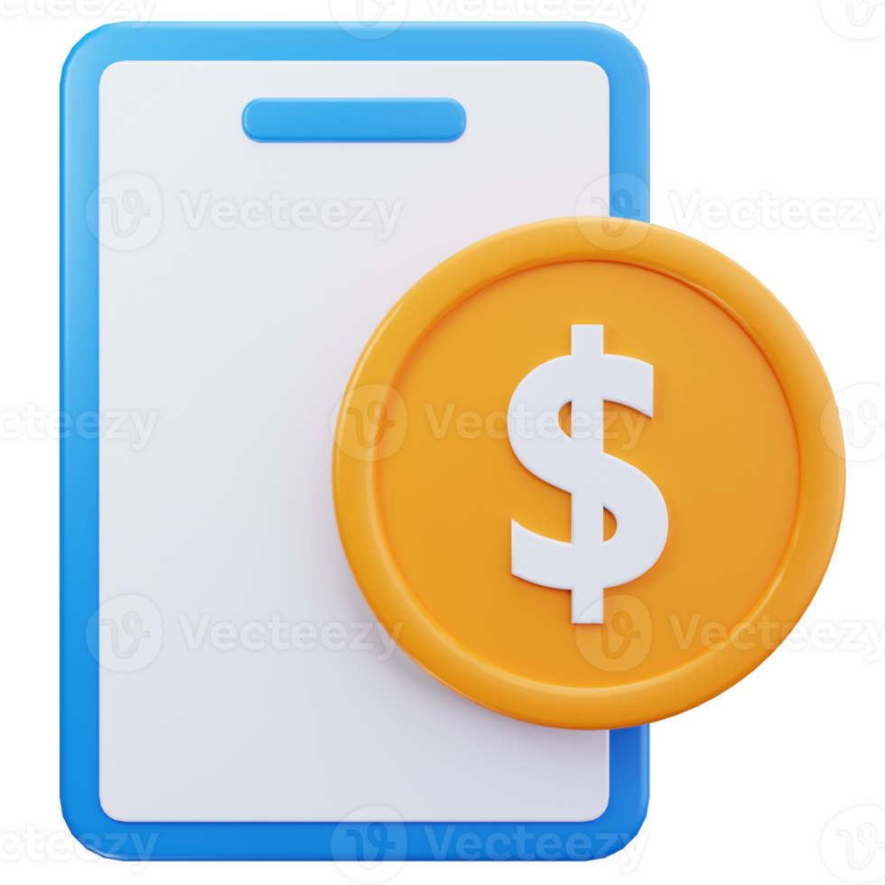 3D Icon Digital Invoice With Coin png