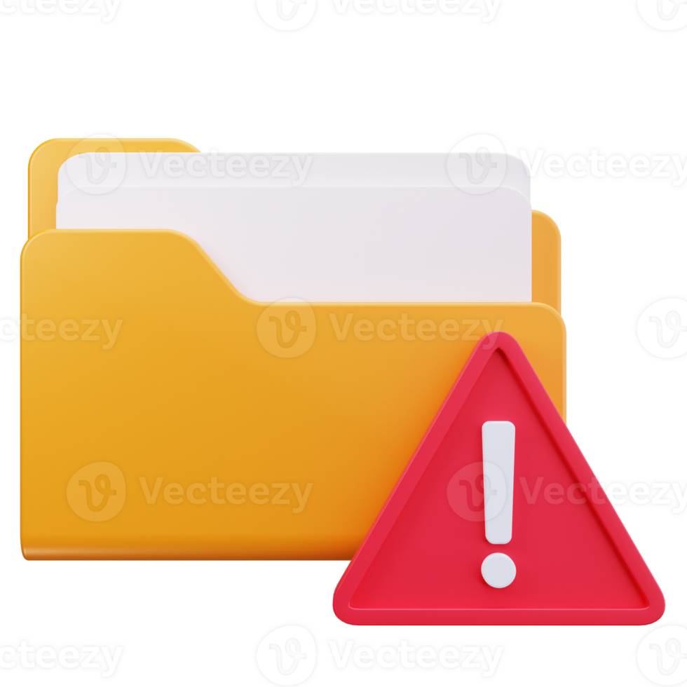 3D Icon Folder Document Alert png
