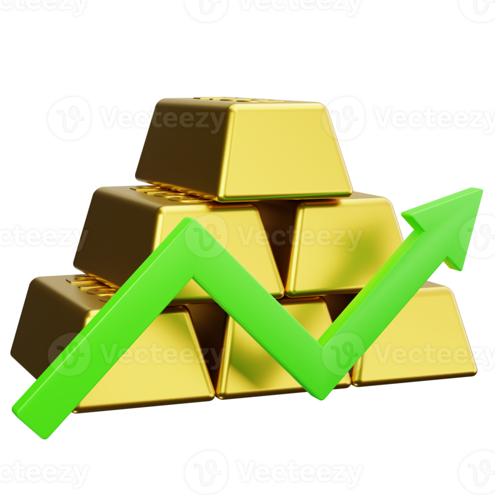 3D Icon Gold Increase Chart png