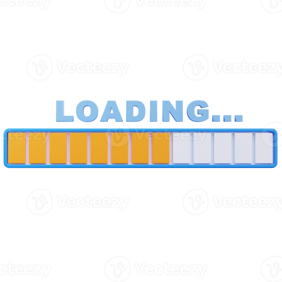 3D Icon Orange Bar Loading Partial png