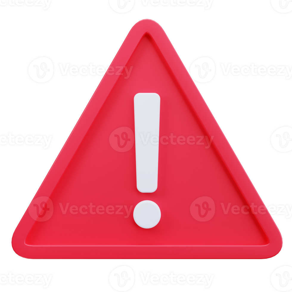 3D Icon Red Triangle Warning png