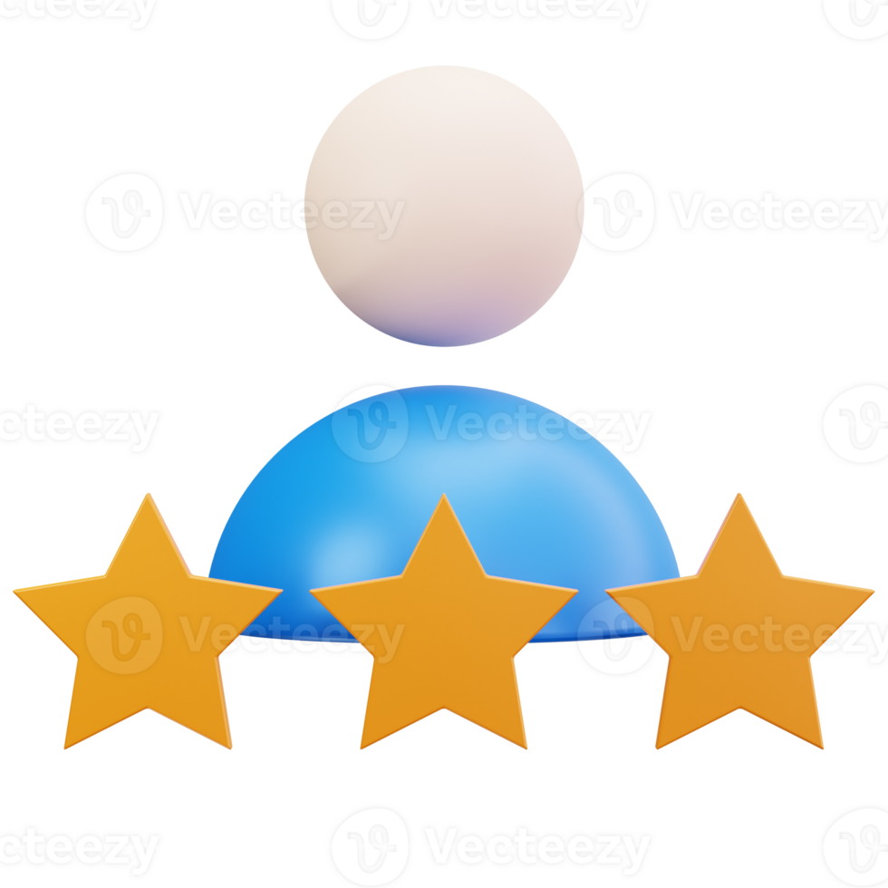 3D Icon User Review Three Stars png