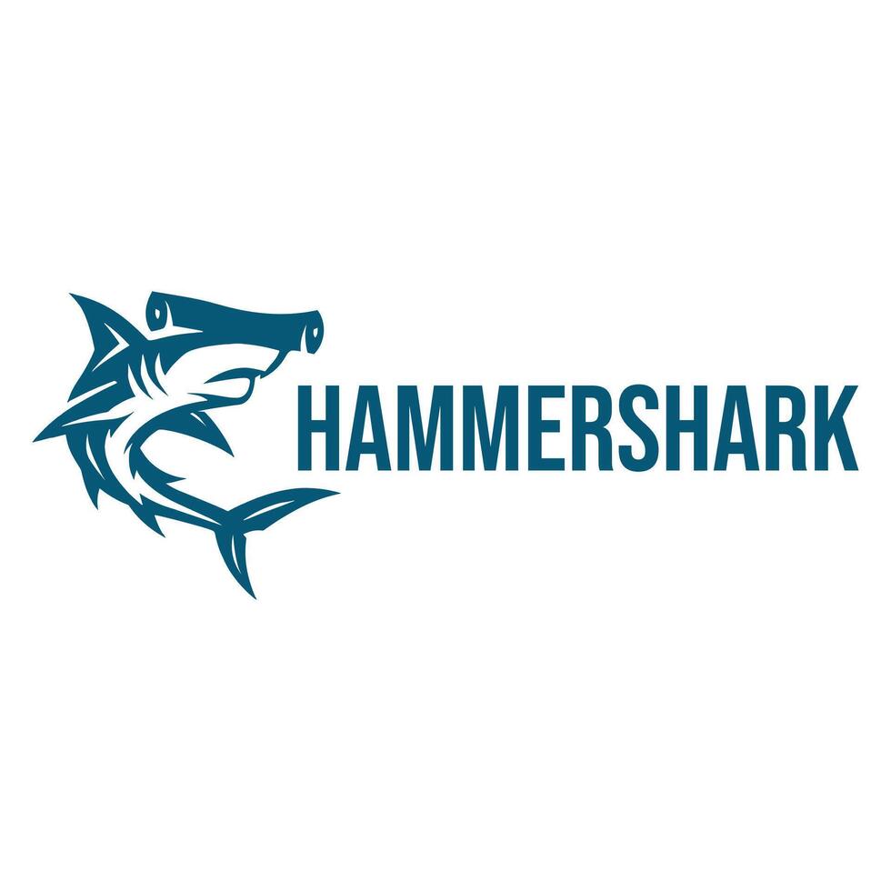 hammerhead shark flat minimalist logo design vector