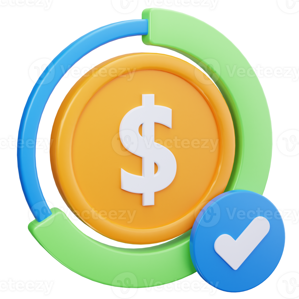 3D Icon Dollar Analytics Circle png