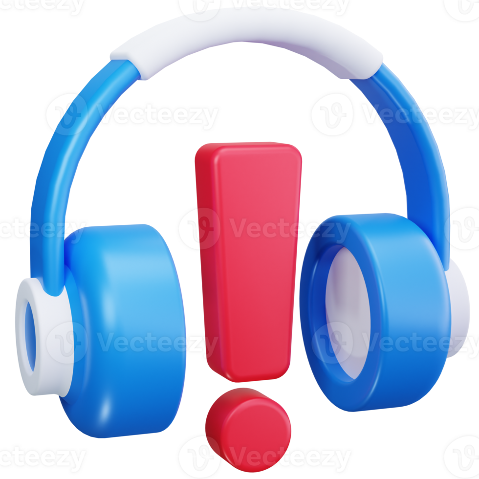 3D Icon Headphones With Warning Mark png