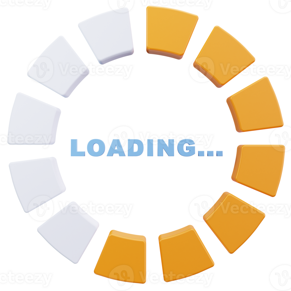 3D Icon Segmented Orange Loading Wheel png