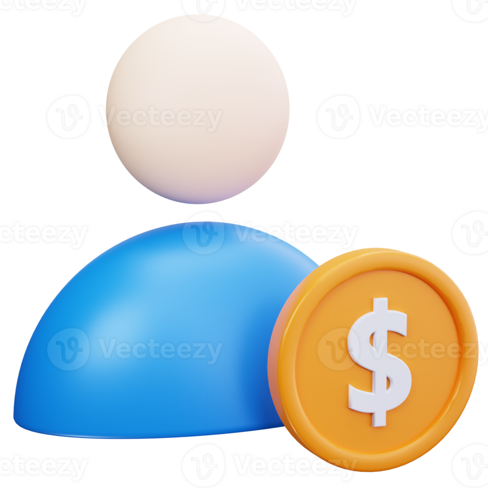 3D Icon User With Coin png