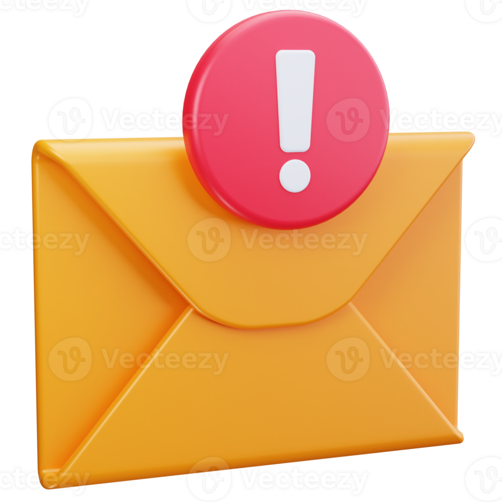 3D Icon Email Alert Notification Sign png