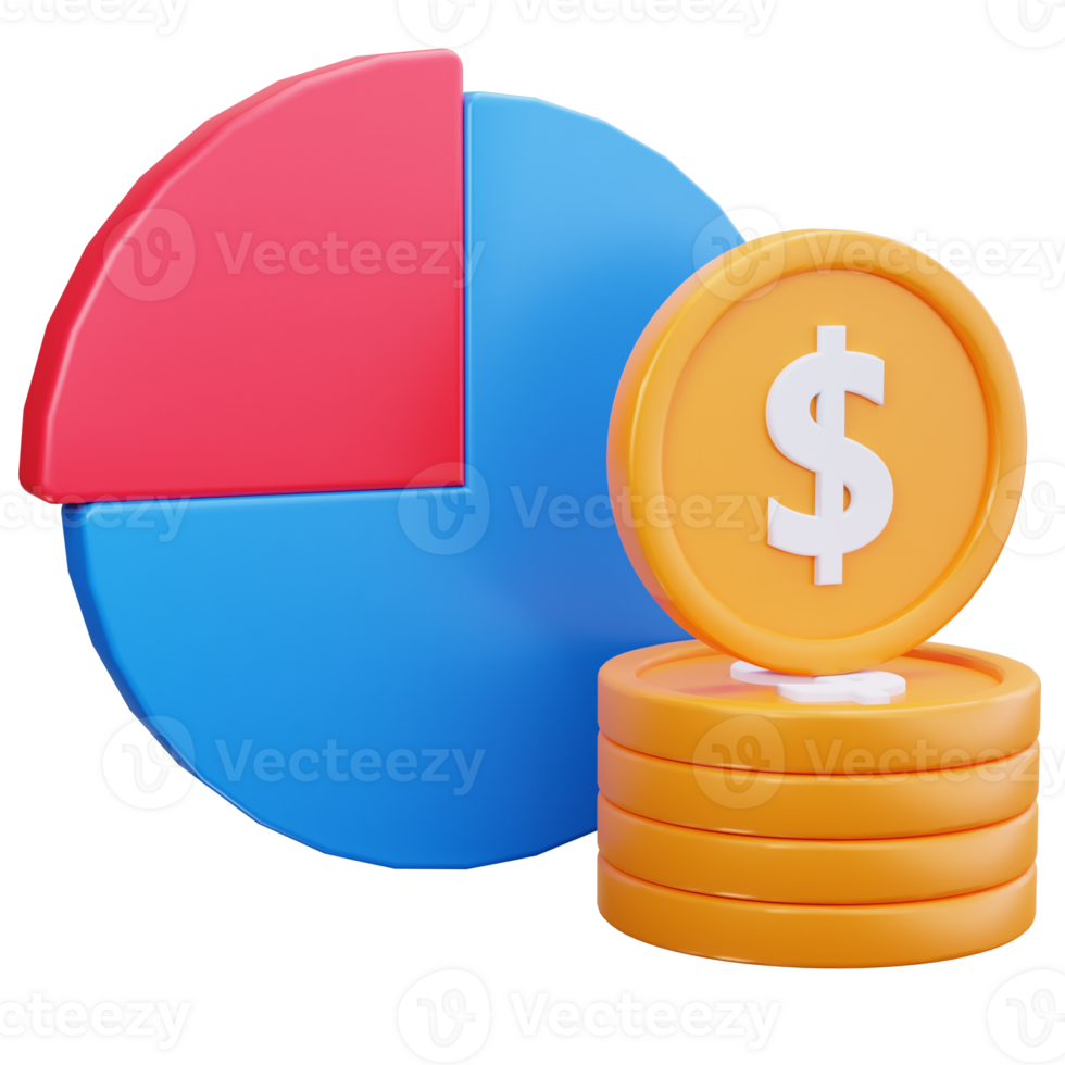3D Icon Chart With Coins png