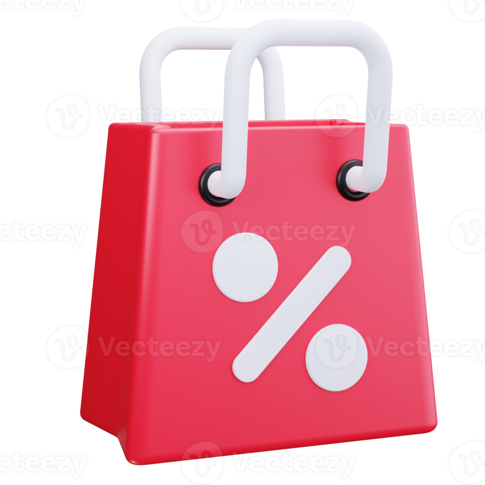 3D Icon Red Discount Shopping Bag png