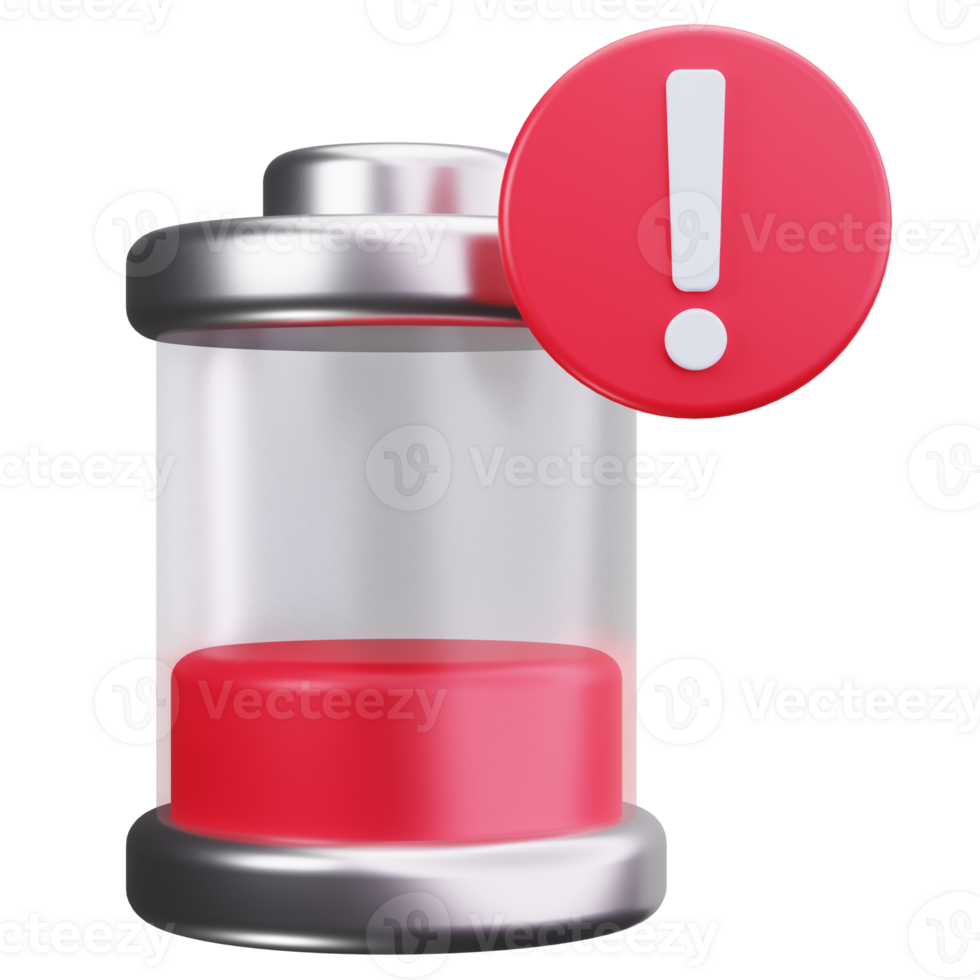 3D Icon Battery Low Warning Alert png