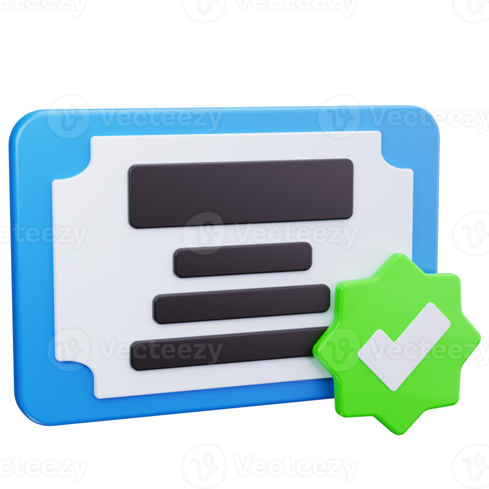 3D Icon Certificate With Green Approval png