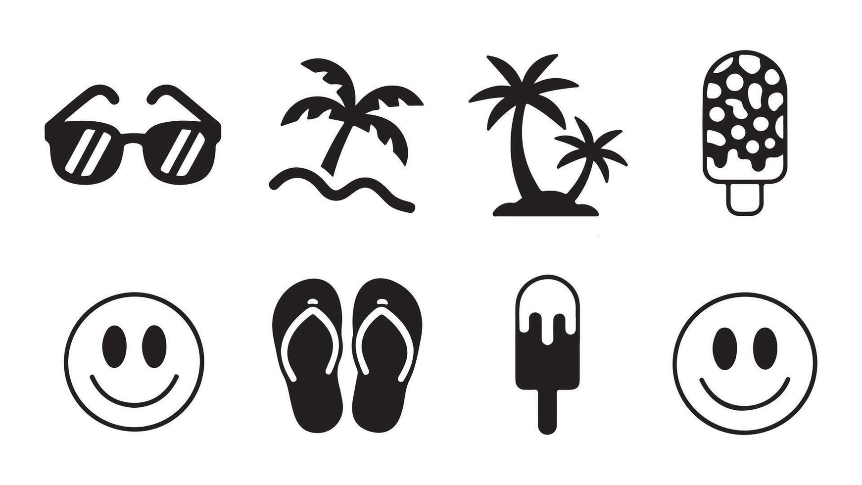 set of summer icons vector