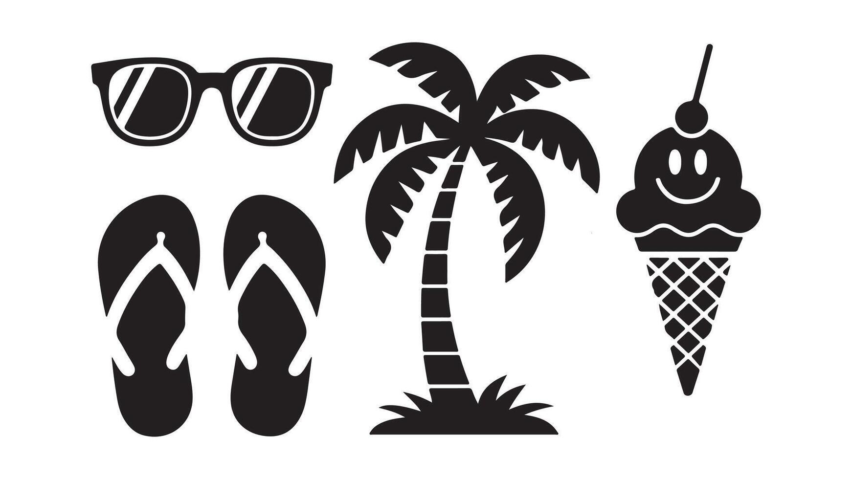 illustration of a set of beach icons vector