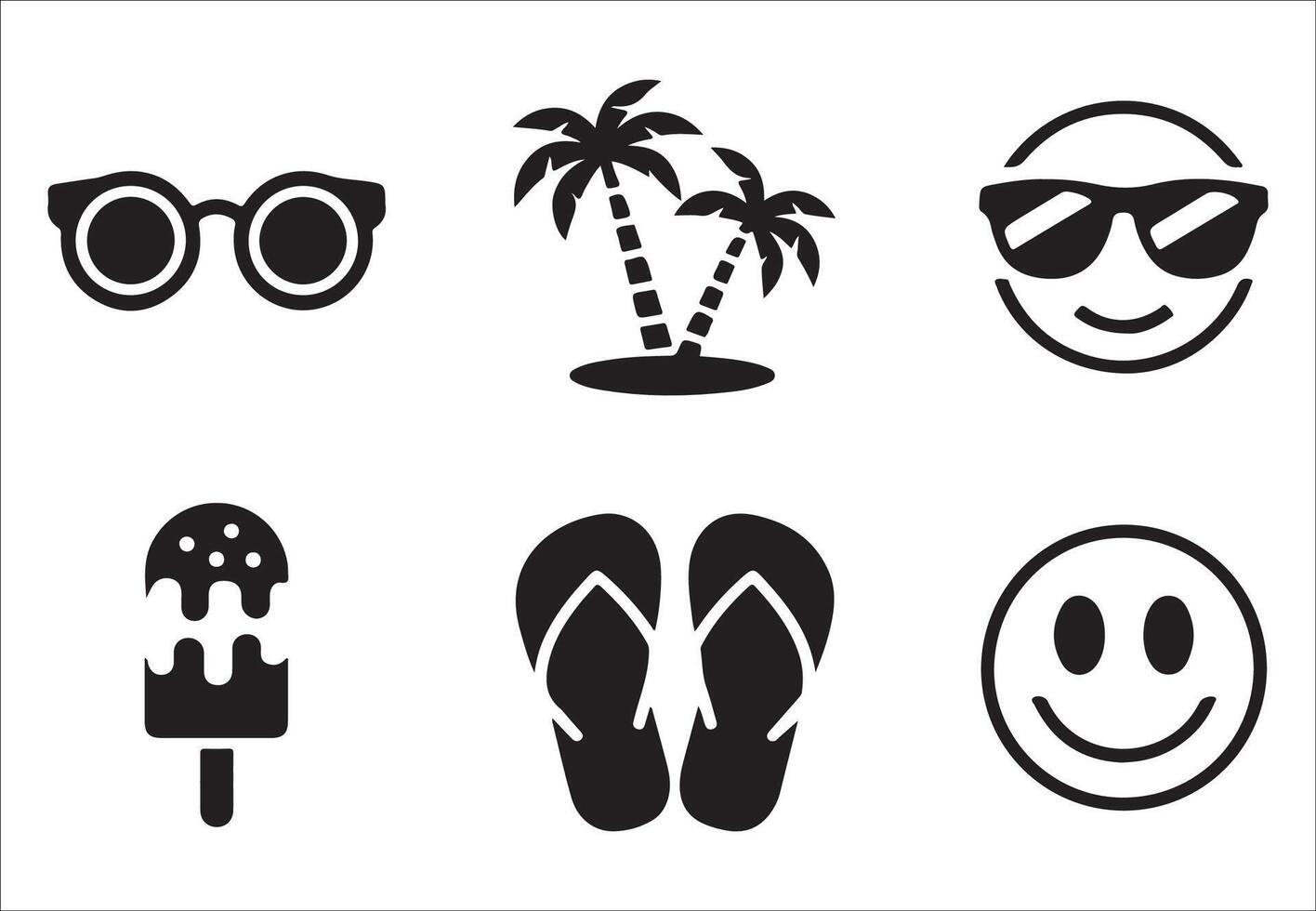 illustration of a set of beach icons, set of summer icons vector
