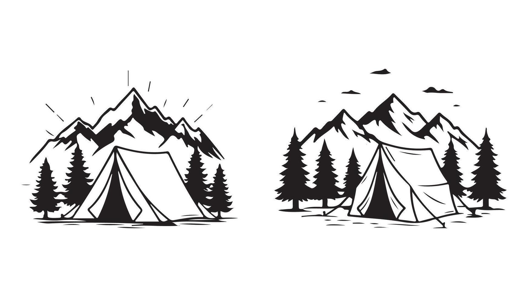 Camping tent icon set. illustration design vector