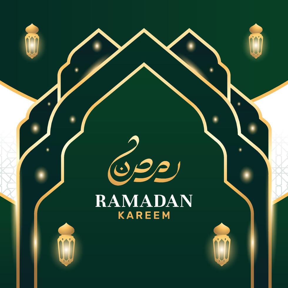 Islamic Festival Background with Realistic Gold Ornaments and Lights vector