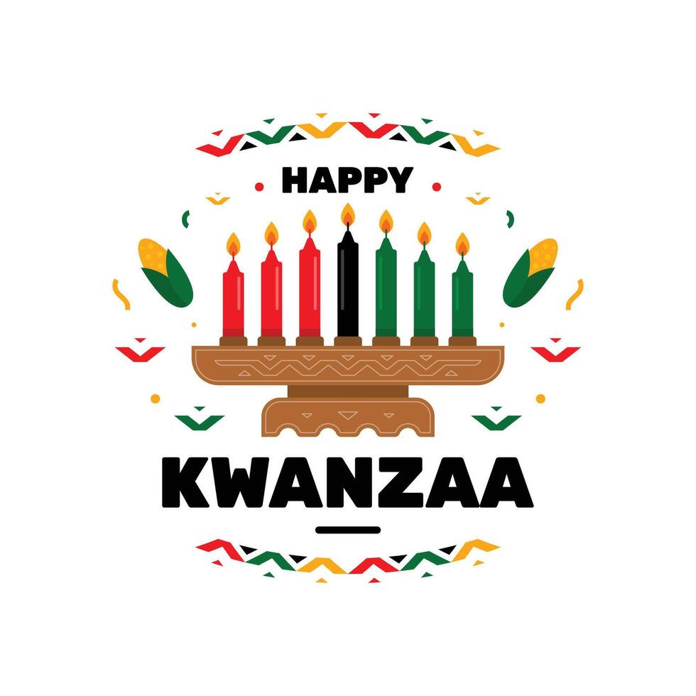 Kwanzaa Greeting Card Background with Patterned African Elements vector
