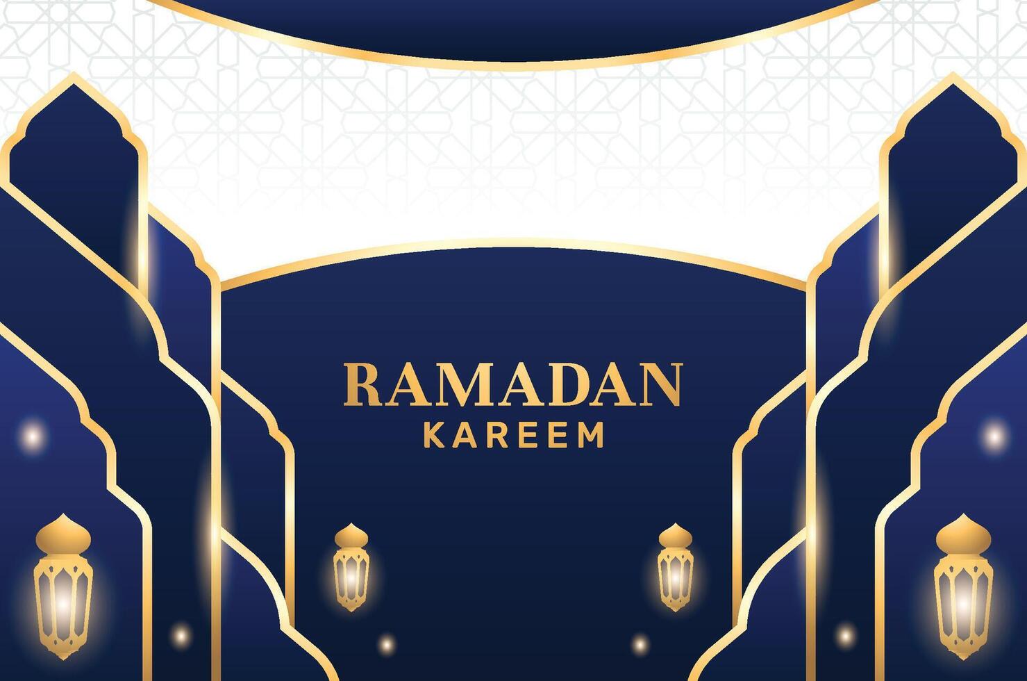 3D Style Ramadan Kareem Design with Mosque Silhouette and Stars vector